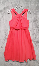 Davids Bridal Dress Womens 8 Coral F15600 Chiffon Bridesmaid Cocktail