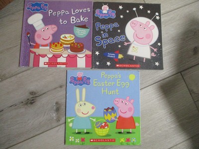 Peppa Pig Picture Books Scholastic Lot -3Easter Egg Hunt,Peppa In Space,Loves 2