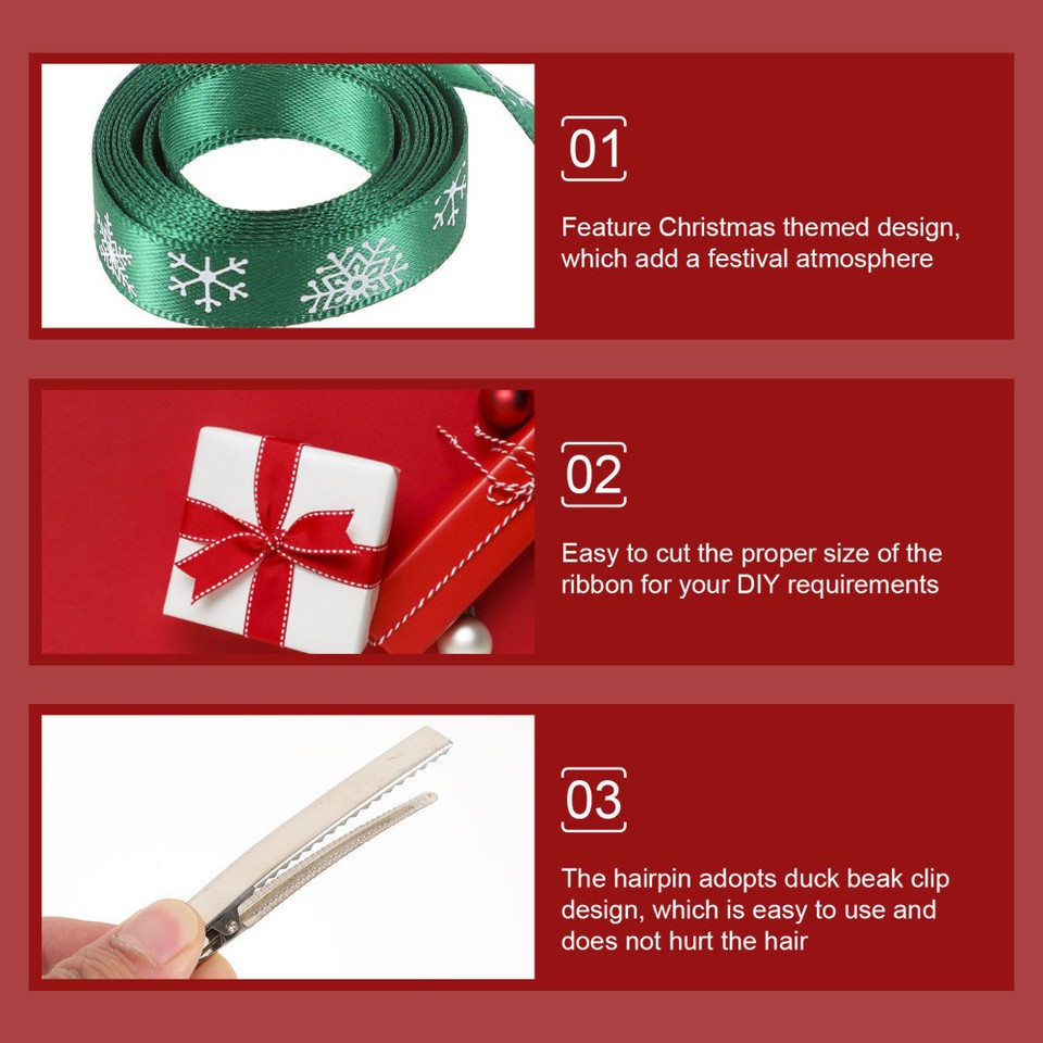 Christmas Bows Making Kit Hair Scrunchies Ribbon Clips Diy Bows Head