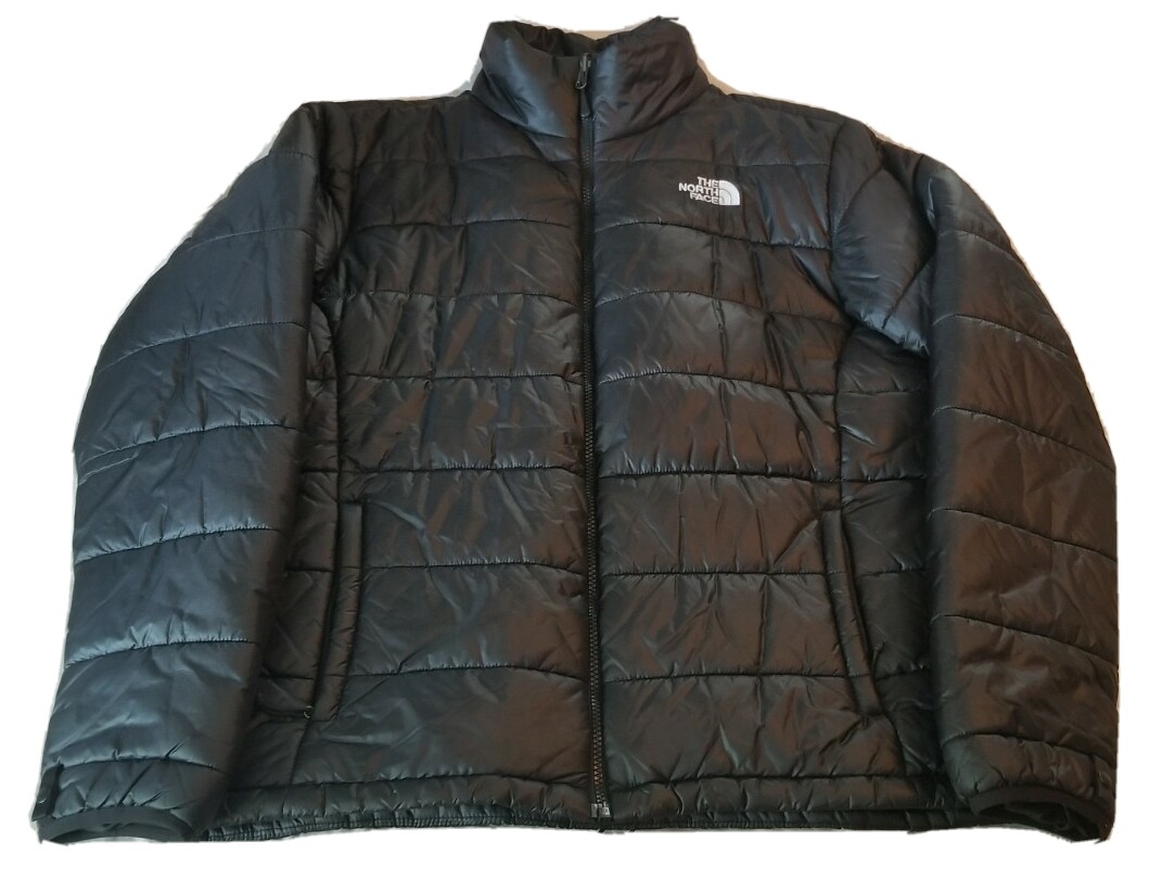 North Face Mens Black Winter Puffer Jacket Zip Up Coat TNF Bubble Puff Large