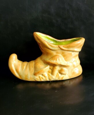 Vintage Ceramic Elf Shoe Planter With Mushrooms | eBay