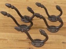 5 Coat Hooks Rustic Brown Color Cast Iron Metal Hall Tree Hat Rack Entryway