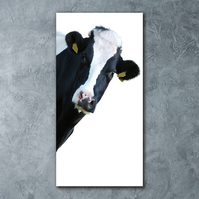 Wandbild Kunst-Druck auf Hart-Glas hochkant 60x120 Kuh