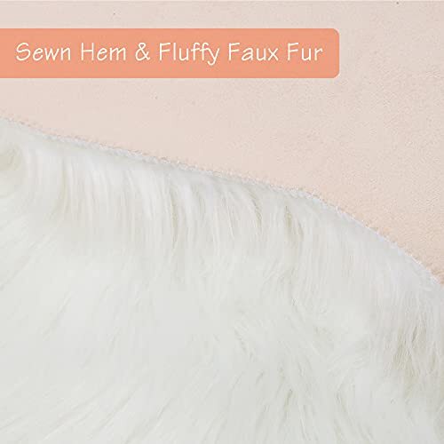 Faux Fur Chair Seat Covers, Fluffy Shag Sheepskin Bedside Rugs 2x3ft