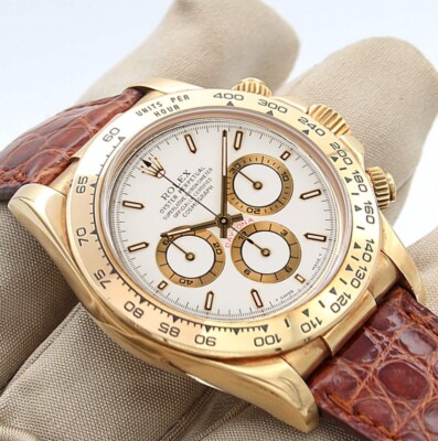 Rolex Daytona Ref. 16518 - weißes Zifferblatt - Lederarmband