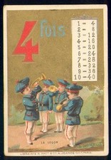 Chromo Poulain Table de multiplication musicien musique fanfare trompette point