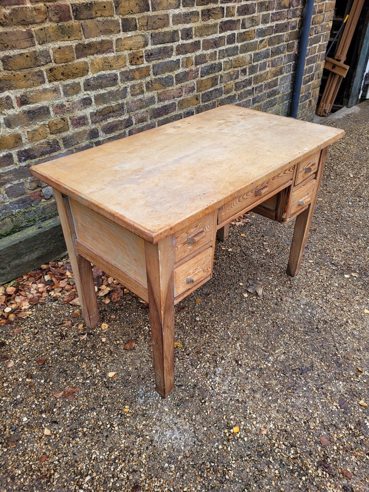 Vintage Mid Century Industrial Oak Desk eBay