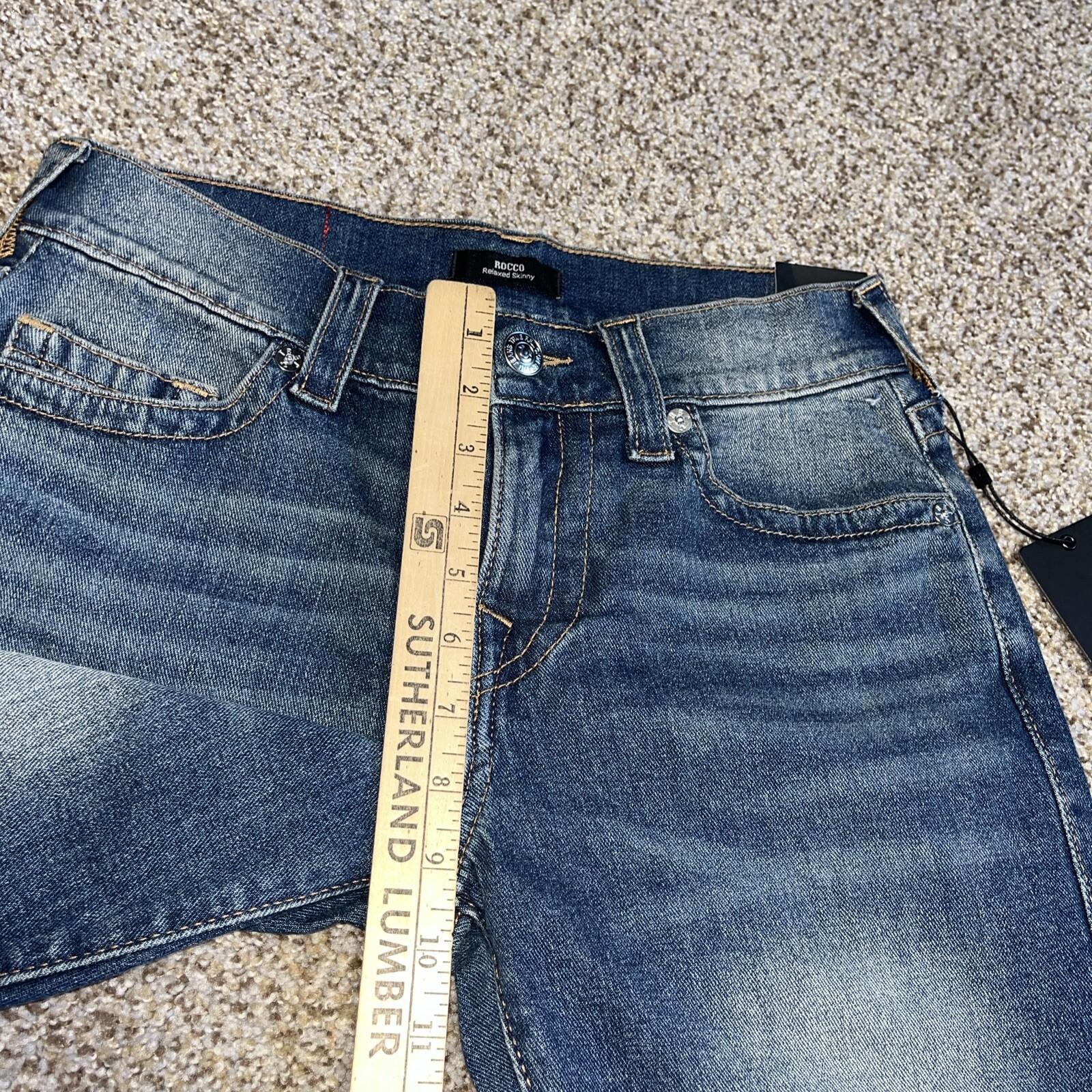 True Religion Rocco Relaxed Skinny Jean Shorts Blue Medium Drizzle NWT Size 28 - View 9