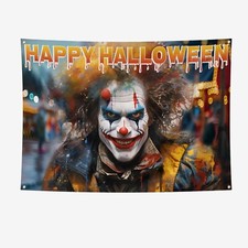 Happy Halloween Party Backdrop Banner Decoration, Scary Clown Halloween Decor Ba