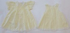 VTG Carriage Boutiques 2pc Yellow SS Dress Slip 9 mo EUC Lace Tucks Embroidery