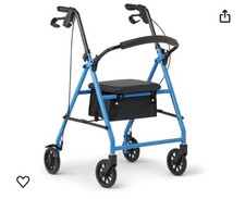 Medline Standard Steel Folding Rollator Adult Walker with 8" Wheels, NIB