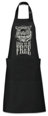 Born To Be Free Grillschürze Kochschürze Tiger Zoo Tierschutz Vegan Vegetarier