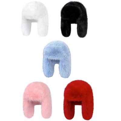 Women Trapper Hat Ushanka Hat Winter Ear Protections Warm BombersCap Plush Cap