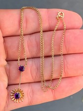 9ct gold amethyst pendant necklace vintage