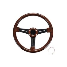 14 Wood Grain Steering Wheel-universal-3 Spoke W Horn Button-black 14 Wood Grain Steering Wheel-universal-3 Spoke W Horn Button-black