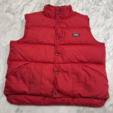 Vintage LLBean Goose Down Puffer Vest Kids M 10-12 Red Snaps Pockets Outdoor