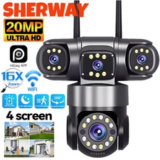 Waterproof 4-Lens 5MP PTZ Cam,Night Vision CCTV for AU Home,Yard Shop