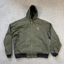 Carhartt Men s Hooded Full Zip Lined Work Jacket Green Mens XL Embroidery