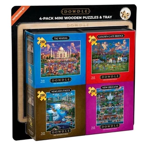 Dowdle Mini Wooden Puzzles Set Destinations 4-Pack 250 Piece Each