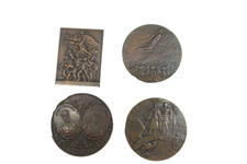 Set 4 Antique French WWI Bronze Medals - Verdun, Marne, Yser - J.P. Legastelo