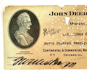 1915 JOHN DEERE WAGON CO CHECK MOLINE ILLINOIS ADVERTISING SIGN RARE