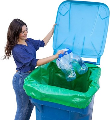 Reusable Recycling Bin Liner Bags - Pack of 2 - Patented Design Stays in Place