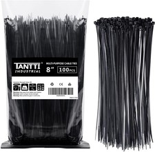 Heavy-Duty 8 Inch Self-Locking Black Zip Ties - 100 Pack for Ultimate Security