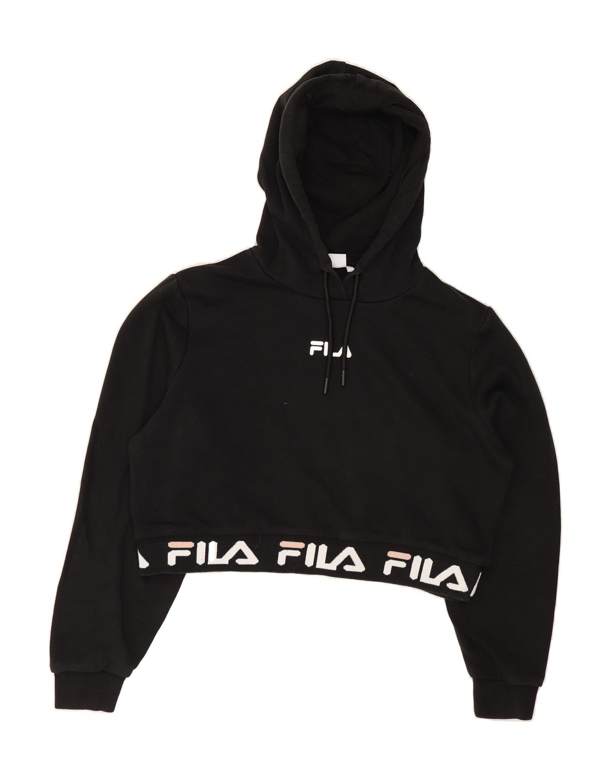 Maglione FILA Ragazza Grafica Crop Felpa con Cappuccio 11 12 Anni Medium Nero Cotone CY10