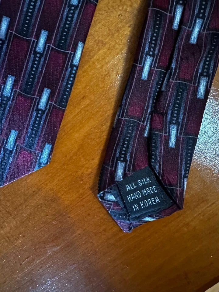 "Corbata para hombre Joseph Feiss roja negra blanca estampado geométrico 100 % seda hecha a mano 4""" Foto 2 de 3