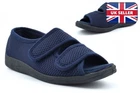 Womens Wide Open Slippers Ladies Touch Fasten Slippers Open Toe Peep Toe Rubber