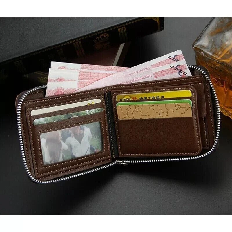 Genuine Leather Men's RFID Wallet with 100% Protection and Zipper Closure - Image 3 of 4
