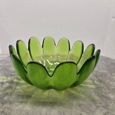 Vintage Mid Century Green Indiana Glass Lotus...