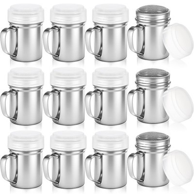 12 Pcs Powdered Sugar Shaker Duster with Handle, 6oz Stainless Steel Sifter F...