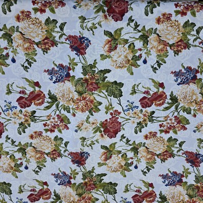 VICTORIAN CHINTZ PRINT FLORAL DAMASK IVORY POLY COTTON FABRIC 60