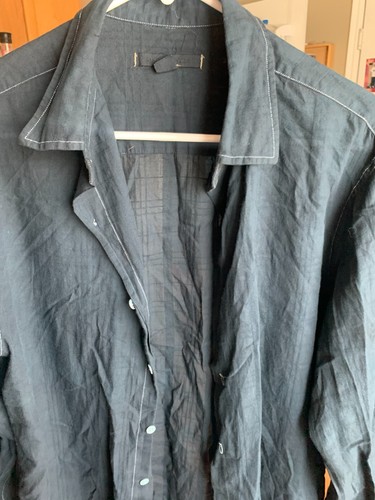 John Varvatos Star USA Men's Black Shirt, Sheer Cotton/Linen Blend