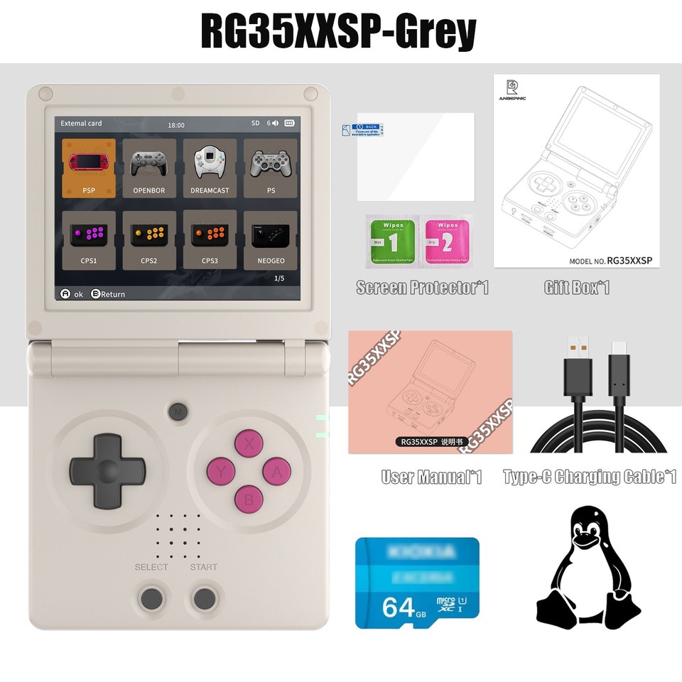 ANBERNIC is the real-deal enthusiast brand for retro handhelds — the clamshell SP form factor is a dead ringer for the beloved GBA SP, now loaded with 4K+ games.