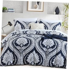 Navy Blue Duvet Cover King - 100 Cotton King 90"x 104" Navy Blue  White
