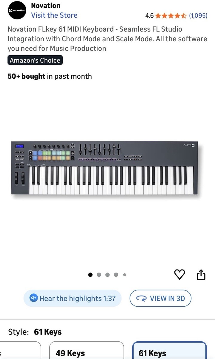 Novation FLkey 61 USB FULL SIZE MIDI Keyboard Controller for FL