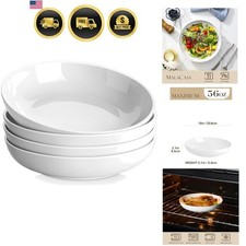 10" Large Pasta Bowls, 56 OZ White Salad Bowls Soup Bowls, Porcelain Serving ...
