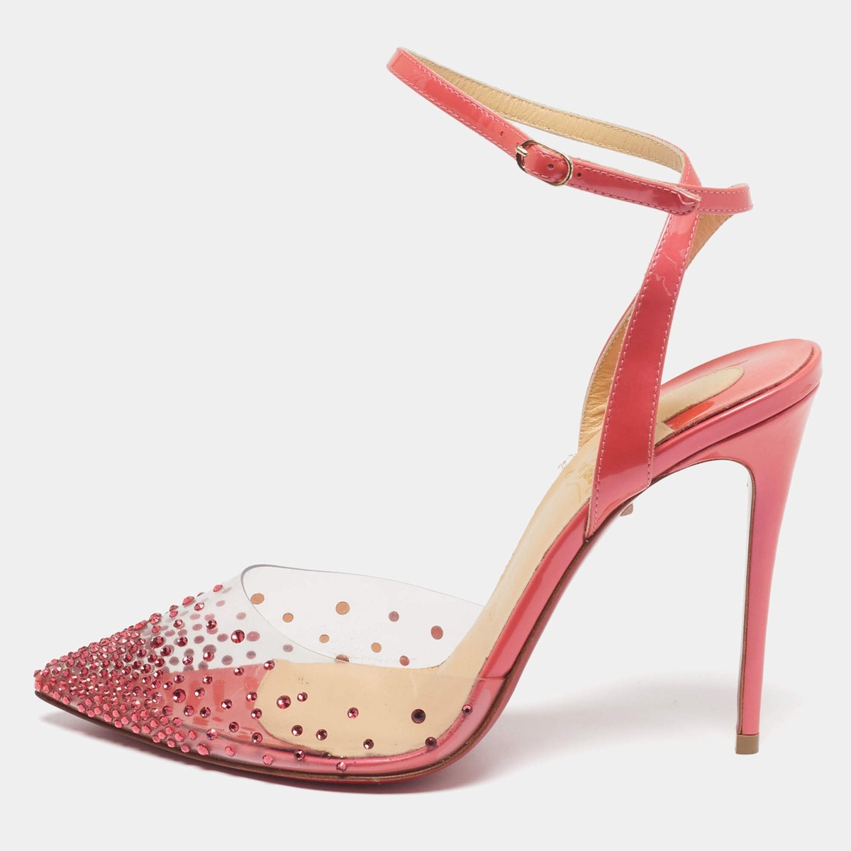 Christian Louboutin Spikaqueen Size 36.5 TransparentPink PVC and