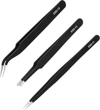 3PCS Precision Tweezers Set, Upgraded ESD High-End Anti-Static for Craft, Electr