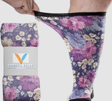 Easystretch Diabetic Viasox Socks Womens Floral Medium Women  s 5-9 Men  s 6-8