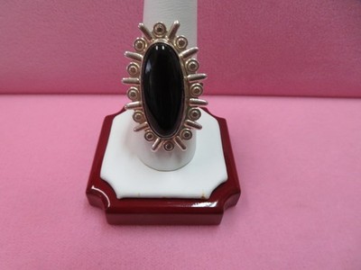 Large CII Mexico 925 Sterling Silver Oblong Onyx Cocktail Ring 12.9 Grams SZ 9