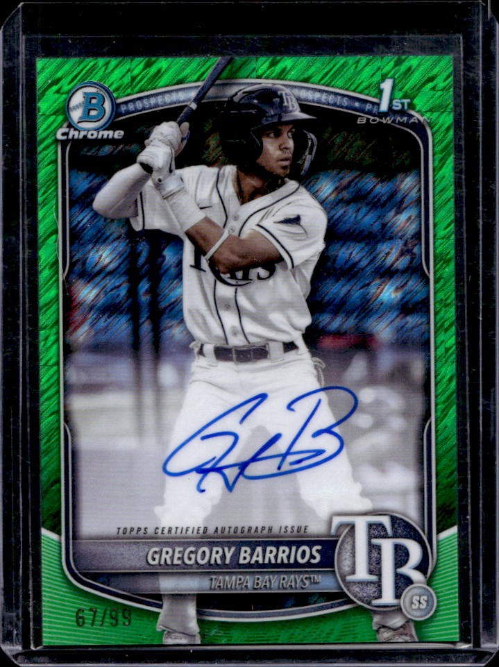 2025 Bowman Gregory Barrios Chrome Auto Green Shimmer Refractor 1st #67/99