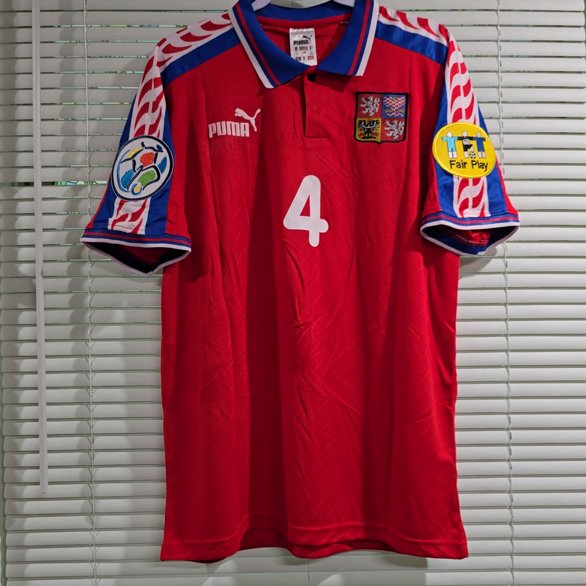 CZECH REPUBL Home EURO CUP 1996 - Retro Jersey - NEDVED # 4 - 2XL