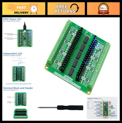 Raspberry Pi Pico Breakout Board Terminal Block Shield HAT with GPIO Status LED