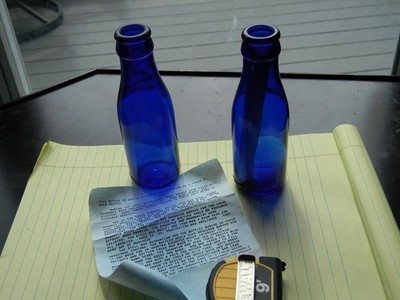 *ONE* Vintage Cobalt Blue Glass *BROMO-CEDIN* Nova Scotia/Bootleg/Legend Scroll