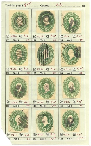 US Fancy Cancel Postal Stationery U311 Cut Squares Collection used Stamps