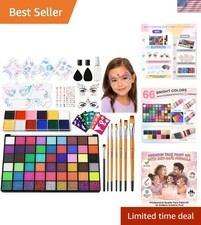 Professional Non-Toxic 66-Color Face Paint Kit - Easy Wash and Application