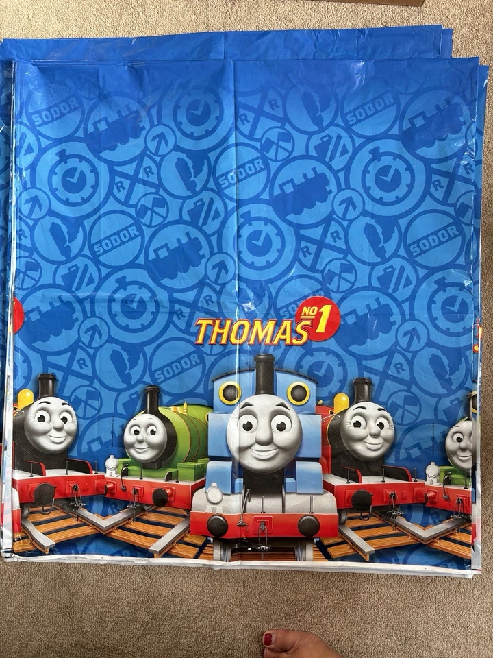 3 pieces of Thomas & Friends Plastic Table Cover Cloth, 135cm x 250cm (preloved) - Image 2 of 2